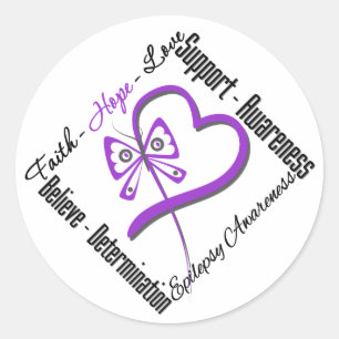 Sticker Rond Papillon d'amour d'espoir de foi - conscience d'é