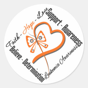 Sticker Rond Papillon d'amour d'espoir de foi de leucémie