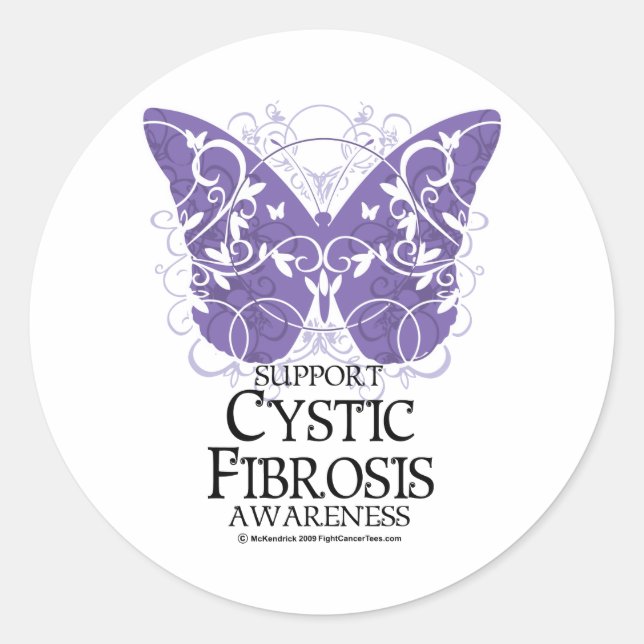 Sticker Rond Papillon de la mucoviscidose (Devant)