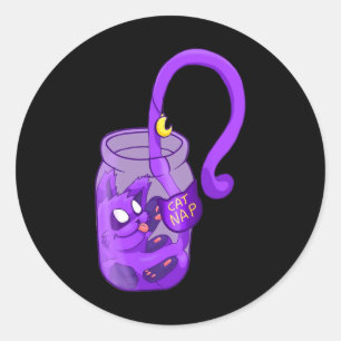 Sticker Rond Papillon de lune - Chat mignon