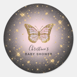 Sticker Rond papillon de parties scintillant faux or