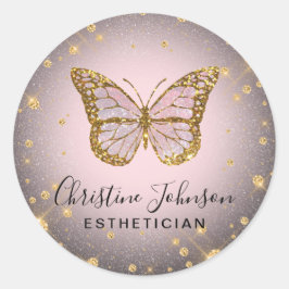 Sticker Rond papillon de parties scintillant faux or