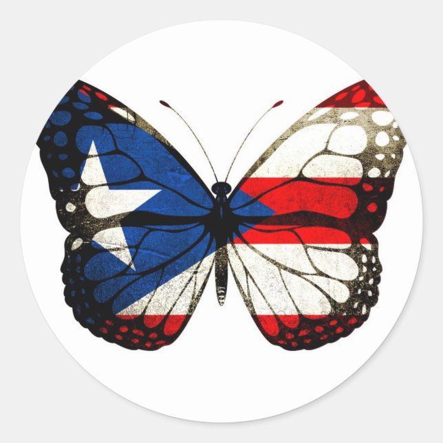 Sticker Rond Papillon de Porto Rico (Devant)