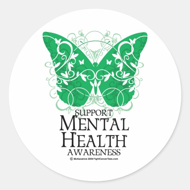 Sticker Rond Papillon de santé mentale (Devant)