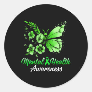 Sticker Rond Papillon de sensibilisation à la santé mentale 1