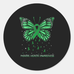Sticker Rond Papillon de sensibilisation à la santé mentale des