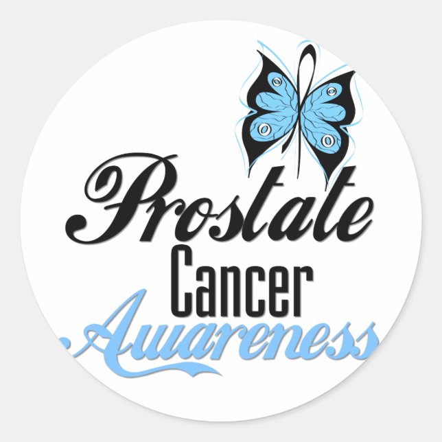 Sticker Rond Papillon de sensibilisation au cancer de la prosta (Devant)