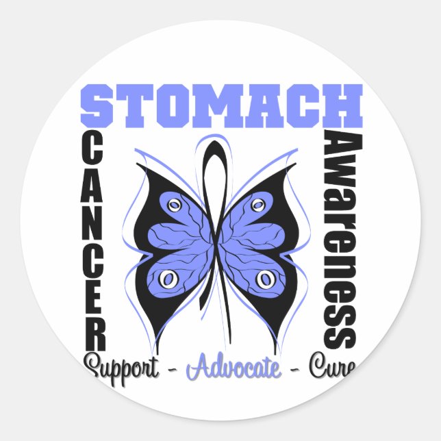 Sticker Rond Papillon de sensibilisation au cancer de l'estomac (Devant)