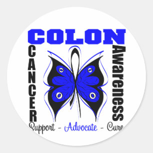 Sticker Rond Papillon de sensibilisation au cancer du côlon