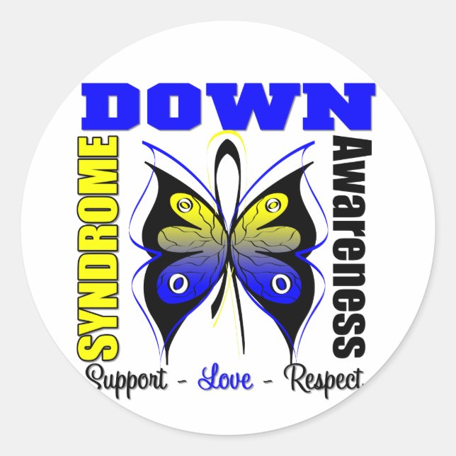 Sticker Rond Papillon de sensibilisation au syndrome de Down (Devant)