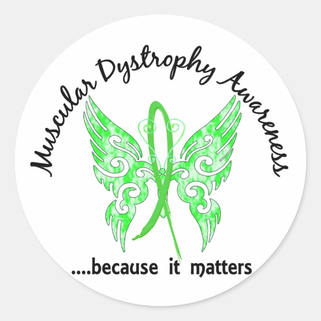 Sticker Rond Papillon de tatouage Grunge 6.1 Dystrophie muscula (Devant)