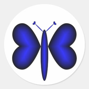 Sticker Rond Papillon des Coeurs de Néon Bleu