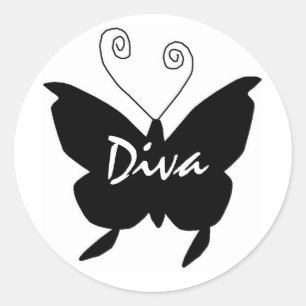 Sticker Rond Papillon Diva