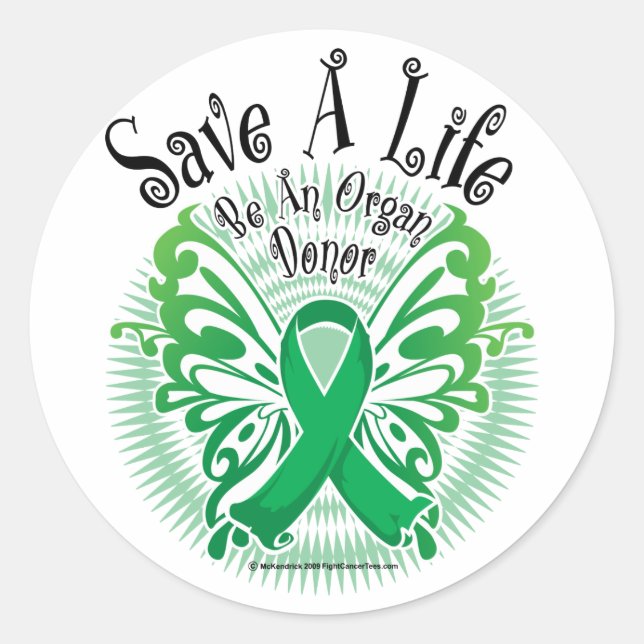 Sticker Rond Papillon donneur d'organe 3 (Devant)