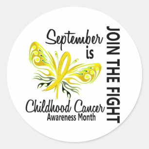 Sticker Rond Papillon du mois de sensibilisation au cancer chez
