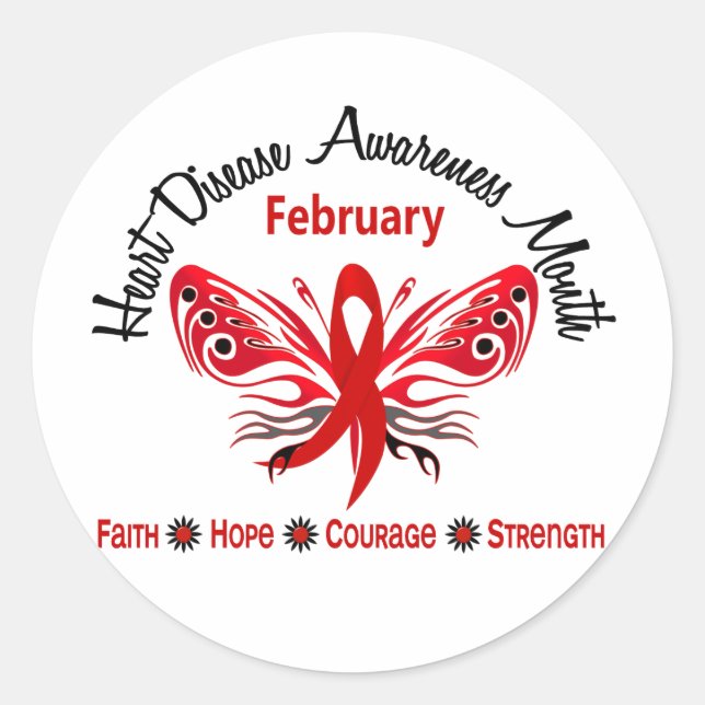 Sticker Rond Papillon du mois de sensibilisation aux maladies c (Devant)