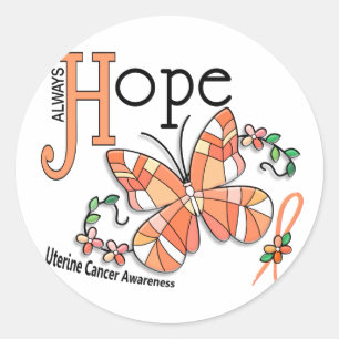 Sticker Rond Papillon en verre collé Cancer utérin