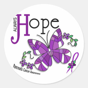 Sticker Rond Papillon en verre tendu Cancer pancréatique