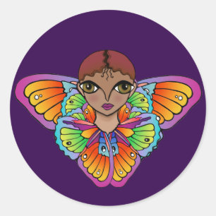 Sticker Rond papillon fille Carte de remerciements plat