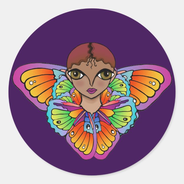 Sticker Rond papillon fille Carte de remerciements plat (Devant)
