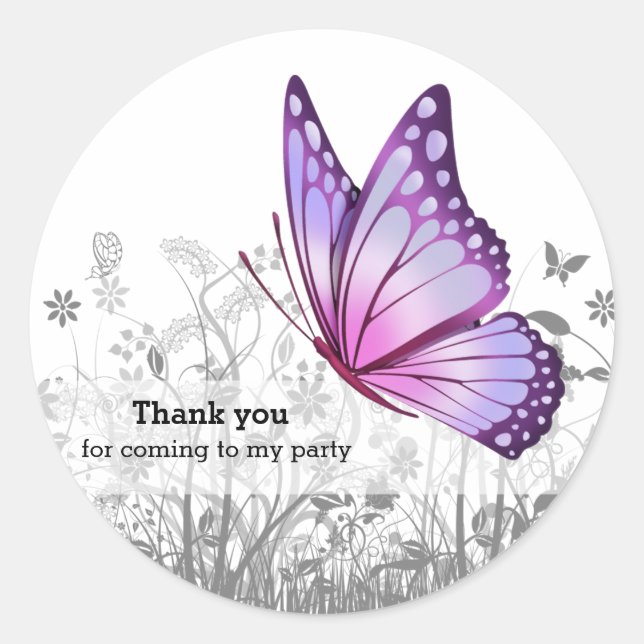 Sticker Rond Papillon Imaginaire * choisir la couleur arrière - (Devant)