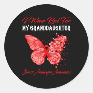 Sticker Rond Papillon Je Porte Le Rouge Pour Mon Mari Cerveau A