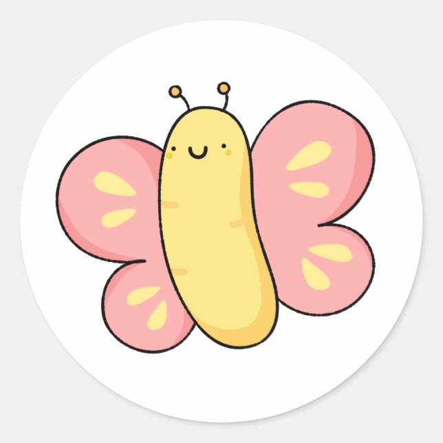 Sticker Rond Papillon Kawaii mou (Devant)