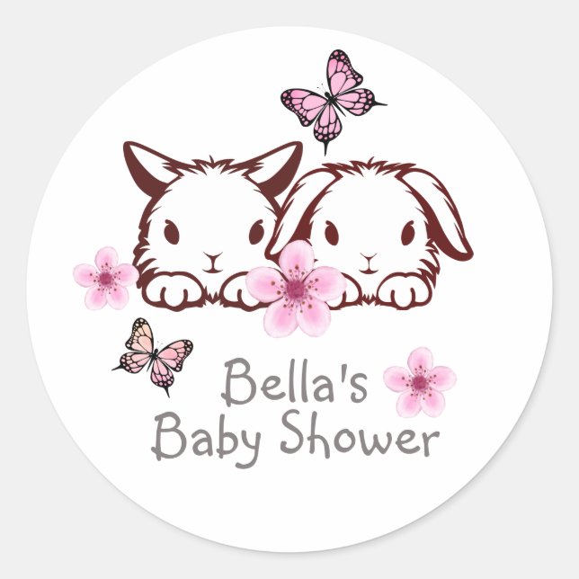 Sticker Rond Papillon lapin personnalisé (Devant)
