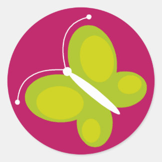Sticker Rond Papillon [lime+ violet]