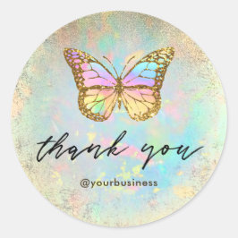 Sticker Rond papillon merci classique collant rond