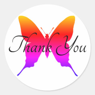 Sticker Rond Papillon Merci Ombre Arc-en-ciel