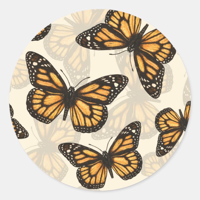 Sticker Rond Papillon monarque (Devant)