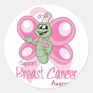 Sticker Rond Papillon mou du cancer du sein