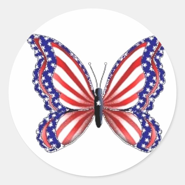 Sticker Rond Papillon patriotique (Devant)