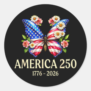 Sticker Rond Papillon patriotique États-Unis 250e anniversaire