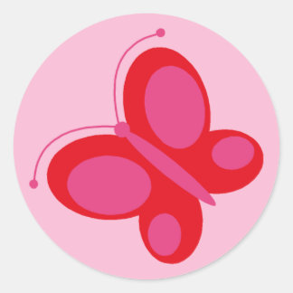 Sticker Rond Papillon [rouge + rose]