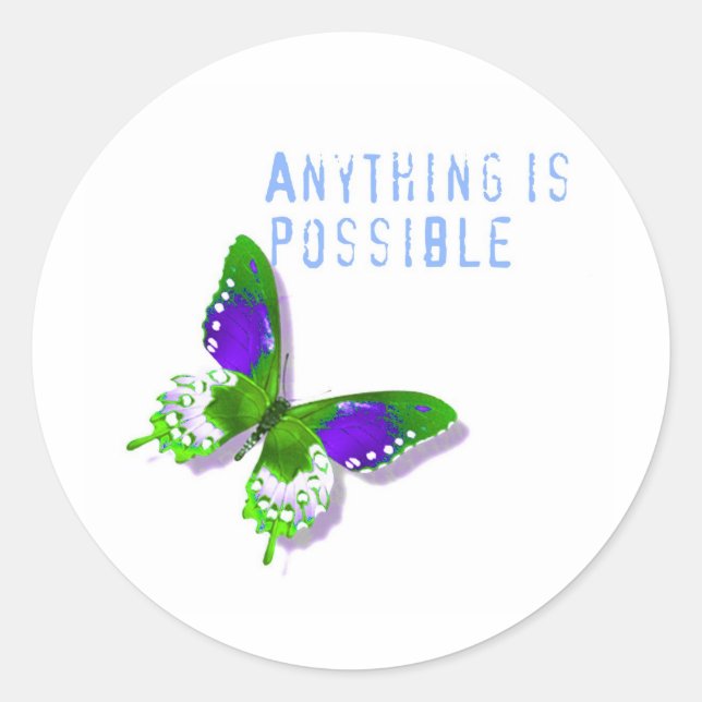 Sticker Rond Papillon Tout est possible (Devant)