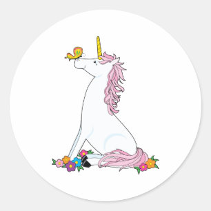 Sticker Rond Papillon Unicorn