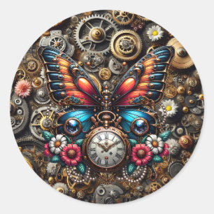 Sticker Rond Papillon vapeur et Pockletwatch