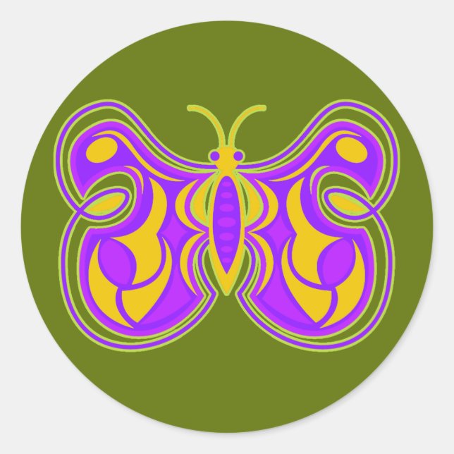 Sticker Rond Papillon Vintage (Devant)