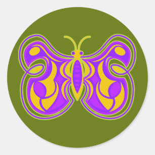 Sticker Rond Papillon vintage de tourbillonnement