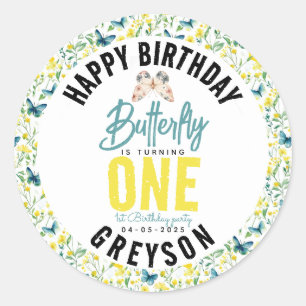 Sticker Rond Papillon Whimsical Floral 1er anniversaire