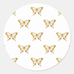 Sticker Rond Papillons à huile métallique sur blanc