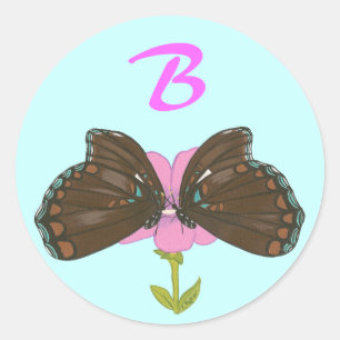 Sticker Rond Papillons Brown Monogrammes Mariages sceaux