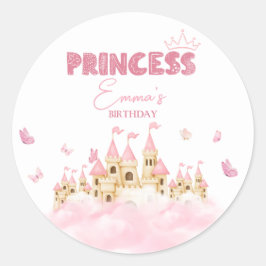 Sticker Rond Papillons de la Couronne rose Princess Castle Nuag