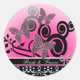 Sticker Rond Papillons de mariée et de mariée