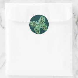 Sticker Rond Papillons tourbillons vert
