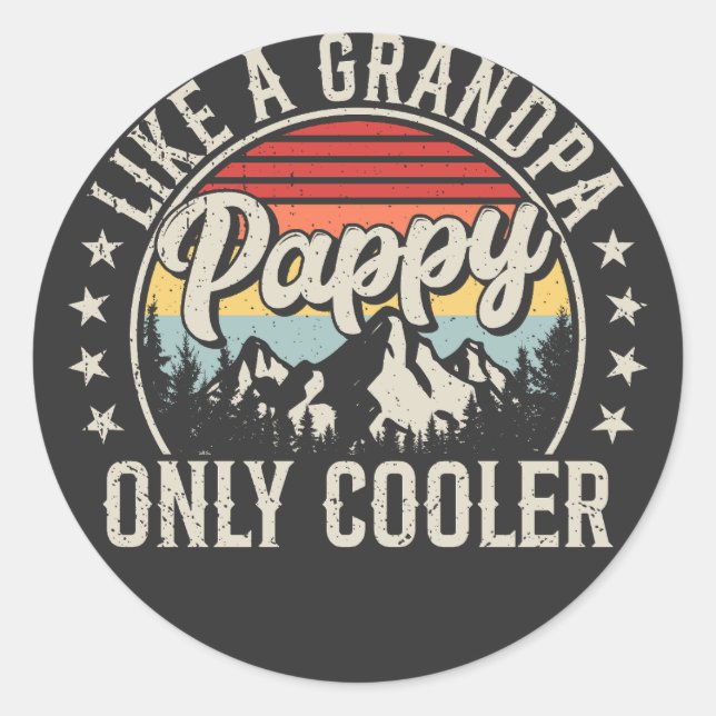 Sticker Rond Pappy Like a Grand-père Only Glacière Retro (Devant)
