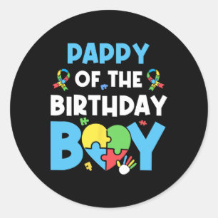 Sticker Rond Papy du garçon d'anniversaire Puzzle de sensibilis