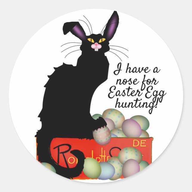 Sticker Rond Pâques Bunny Le Conversation Noir (Devant)
